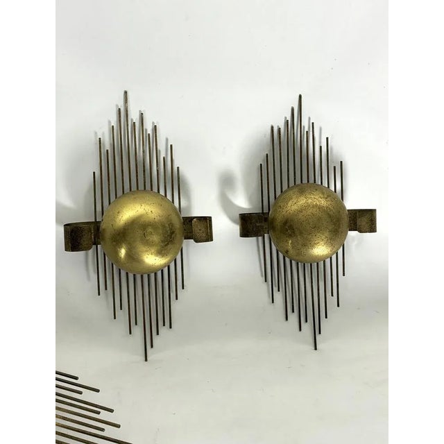Mid-Century Modern Mid-Century Gilded Metal Sconces, Italy, 1950s, Set of 3 For Sale - Image 3 of 12