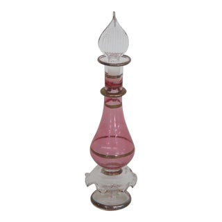 Miniature Hand Blown Egyptian Pink Glass Empty Perfume Bottle With Stopper 5110b For Sale