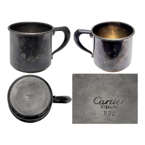 Antique Cartier Sterling Silver Cup Tw 91g Monogram J. D. W. Heavy Patina
