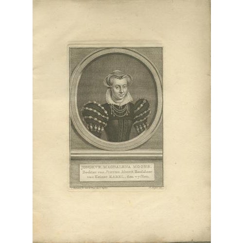 Houbraeken after Visscher, Dutch Portraits, Engravings, 1574, Set of 6 For Sale - Image 4 of 11