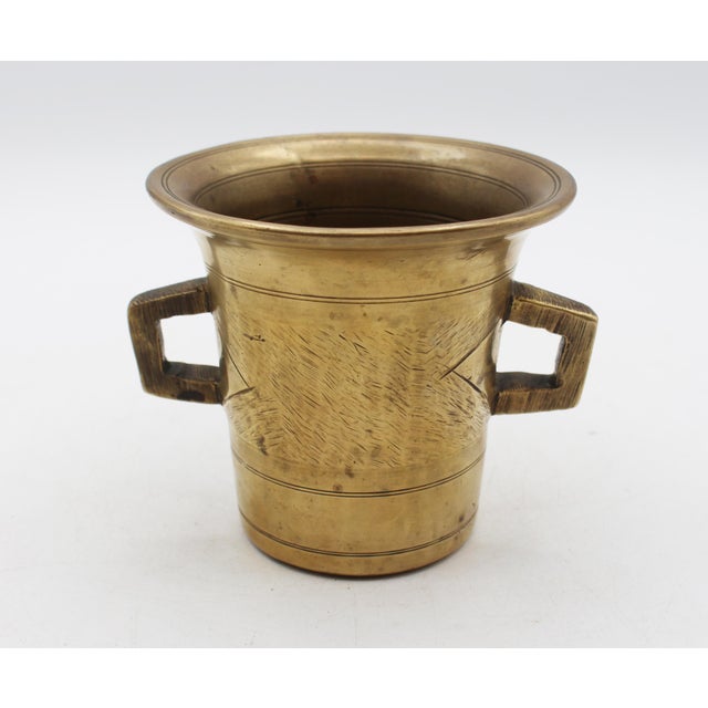 Late 19th Century European Brass Mortar and Pestle For Sale - Image 4 of 10