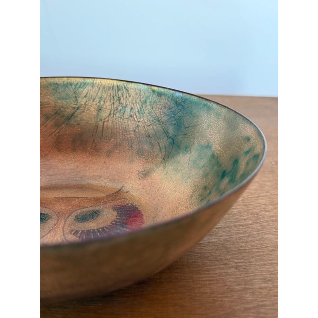 Mid 20th Century Mid 20th Century Japanese Enamel Bowl With Owl For Sale - Image 5 of 7
