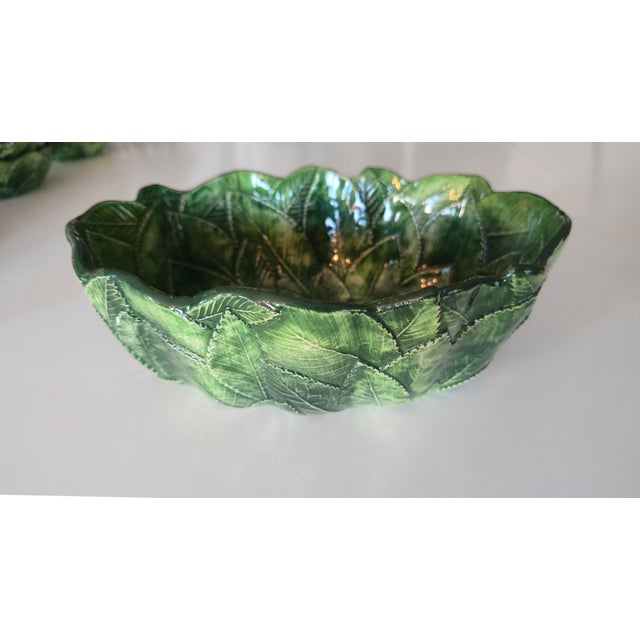 13 Piece Vietri Foglia Leonardo Italian Earthenware Serving Set For Sale - Image 9 of 10