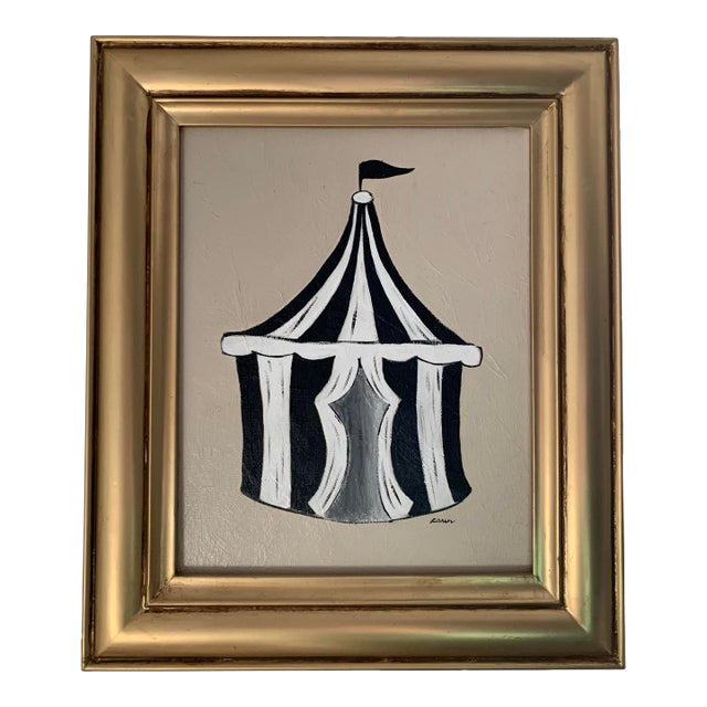 Contemporary Impressionist Style Circus Tent Painting, Framed For Sale