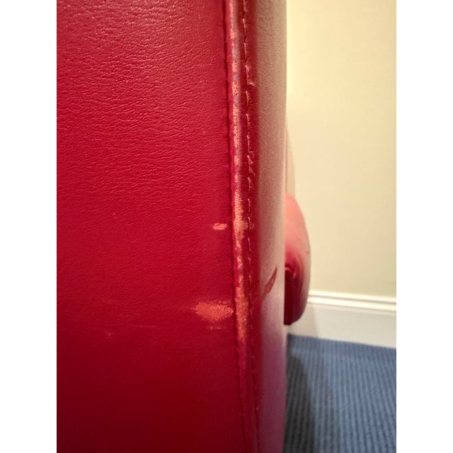 Metal Pair of B&b Italia Tulip Chairs in Red Leather For Sale - Image 7 of 9
