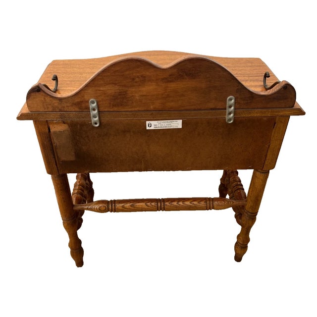 Vintage Pulaski Keepsake Side Table Nightstand Single Dovetail Drawer Solid Oak For Sale In Palm Springs - Image 6 of 12
