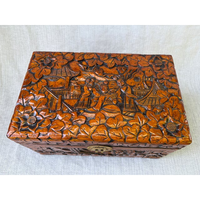 Vintage Chinese Camphor Carved Chest Box For Sale - Image 16 of 17