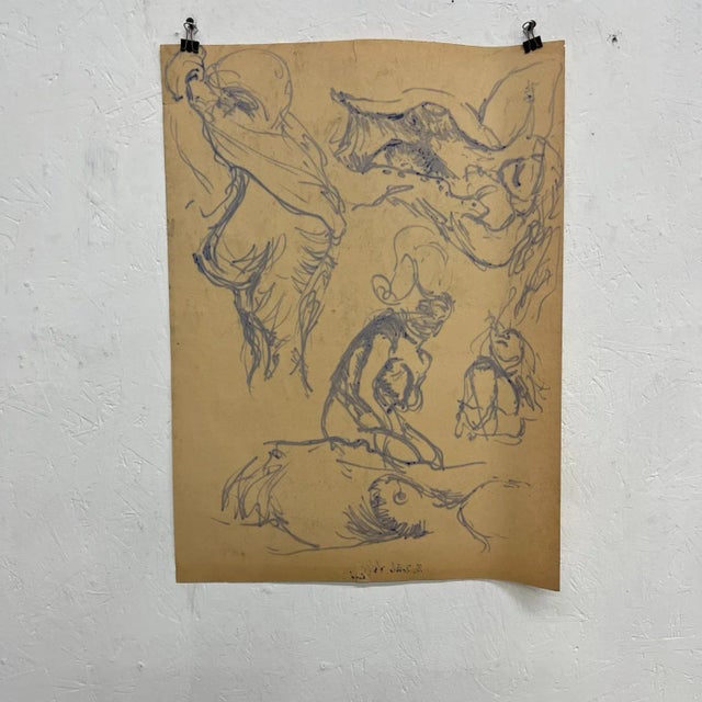 AMBIANIC presents By artist Myrna Nobile San Diego CA Nude art drawing on paper dated 3/5/65 and signed 17.5 x 24 Preowned...