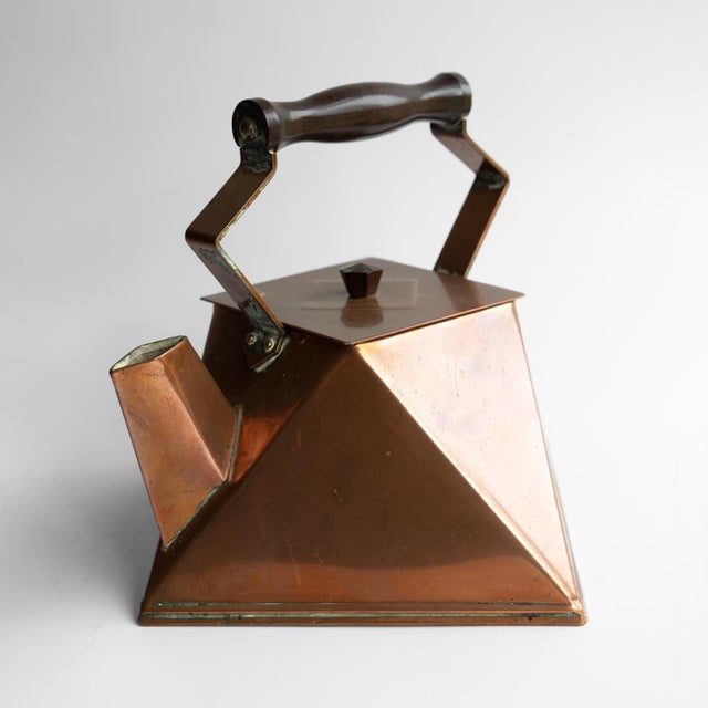 Antique French Modernist Copper Kettle, Art Deco Cubist Design, 1920s For Sale - Image 12 of 16