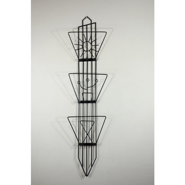 Mid-Century Modern Black Iron Wall Magazine Rack, 1950s For Sale - Image 9 of 9
