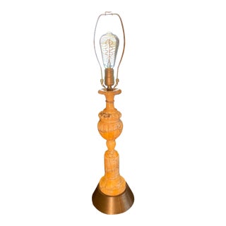 1930s Crème Peach Brown to Slight Bronze Veined Solid Marble Lamp For Sale