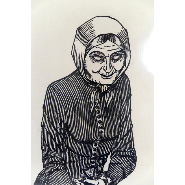 French Artist, Peasants, 1970, Woodcut Prints, Set of 2 For Sale - Image 4 of 13