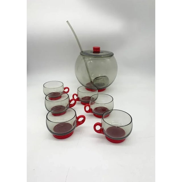 1930s Vintage Caraffa & Glass Cups attributed to Venini, 1930s, Set of 7 For Sale - Image 5 of 5