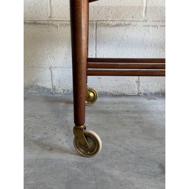 Mid 20th Century Vintage Danish Modern Teak Bar Cart Serving Trolley on Casters For Sale - Image 5 of 9