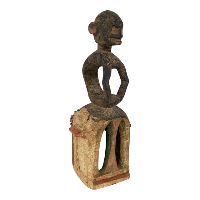 Vintage Dogon Tribe Carved Wooden Monkey Mask 19.5" H For Sale