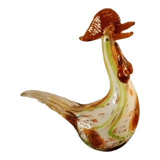 Art Glass Speckled Rooster Figurine For Sale