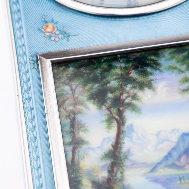 Swiss Silver and Guilloche Enamel Travel Clock, 1900s For Sale - Image 15 of 18