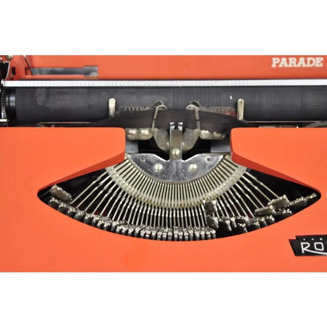 Metal Vintage Royal Holland Parade Coral Red Mid Century Modern Typewriter in Case For Sale - Image 7 of 12