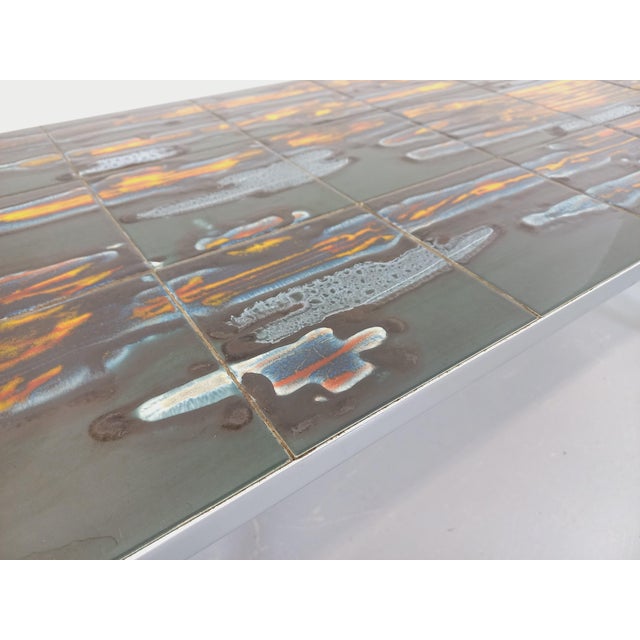 Vintage Coffee Table in Ceramic, Chrome Metal and Wood, 1960s For Sale - Image 15 of 18