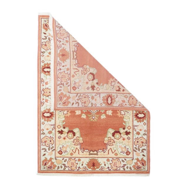 Turkish Oushak Rug 4'0" x 6'0". Town in Western Anatolia, weaving mostly room sizes, in coarse to moderate weave, high...