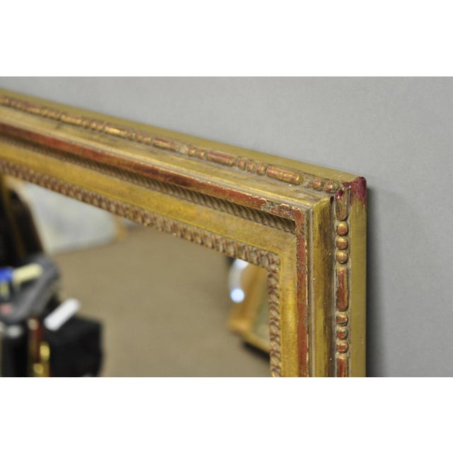 Wood Vintage Italian Hollywood Regency Gold Giltwood Large Rectangular Wall Mirror For Sale - Image 7 of 14