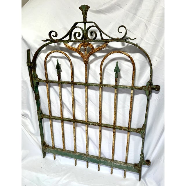 Early 1900s French Handcrafted Painted Iron Gate For Sale - Image 15 of 18