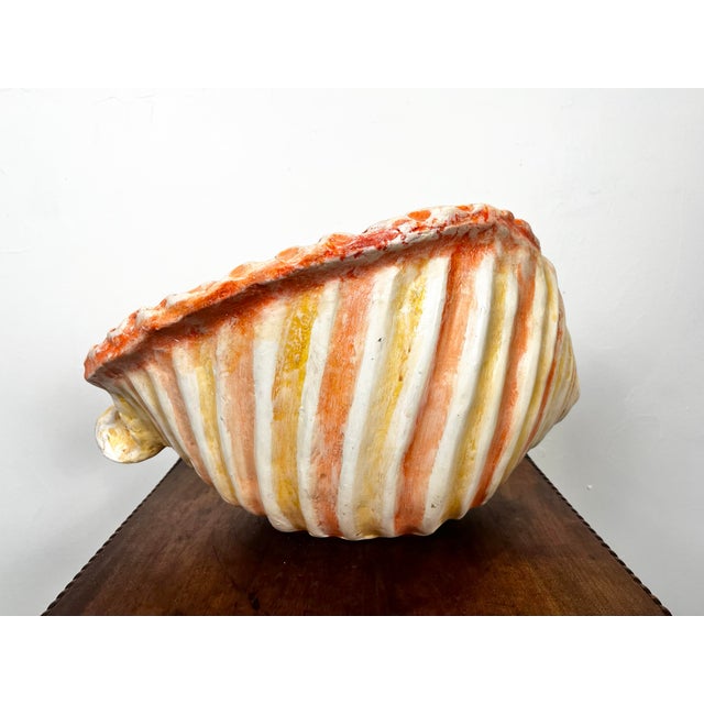 Large Vintage Mexican Hand Painted Ceramic Shell For Sale - Image 12 of 12