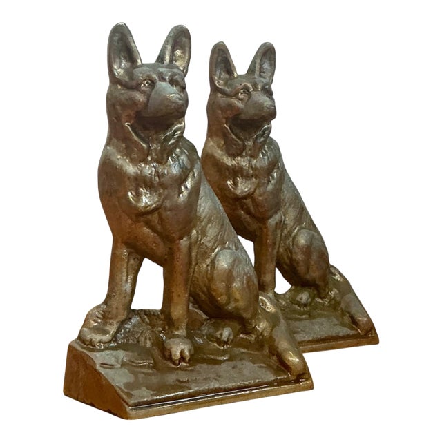 Vintage Bronze Dog Bookends - A Pair For Sale