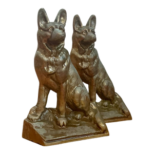 Vintage Bronze Dog Bookends - A Pair