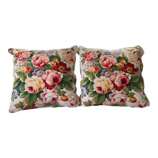 Set of Custom Designer Made Large Scale Chintz-Inspired Floral Pillow Covers 24” X 24” For Sale