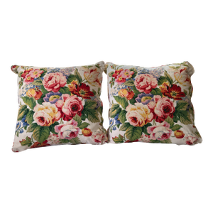 Set of Custom Designer Made Large Scale Chintz-Inspired Floral Pillow Covers 24” X 24”
