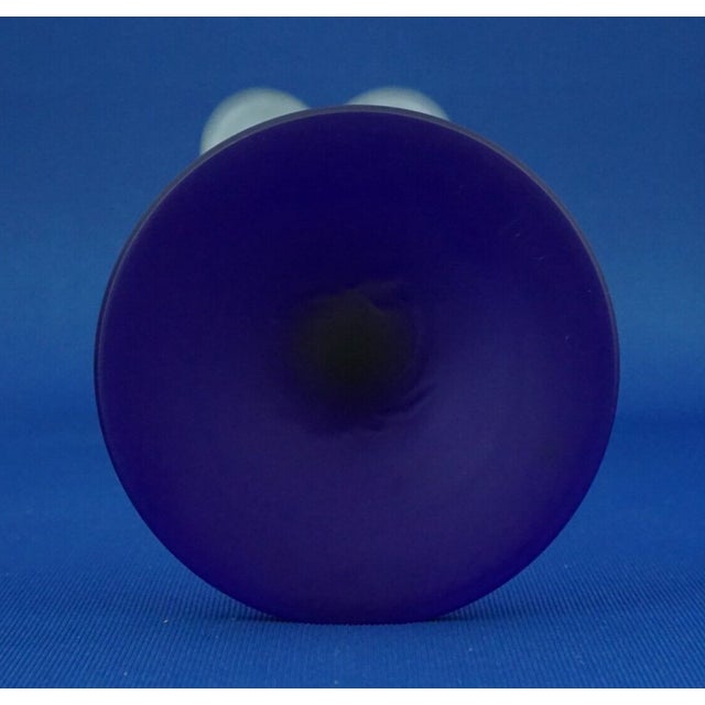 Tulip-Shaped Blue and White Murano Opaline Glass Vase by Alfedo Barbini, Italy, 1950s For Sale - Image 15 of 18