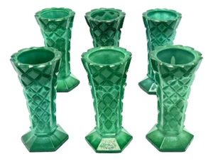 Bohemian Glass & Malachite Vases or Liquer Glasses, 1980s, Set of 6