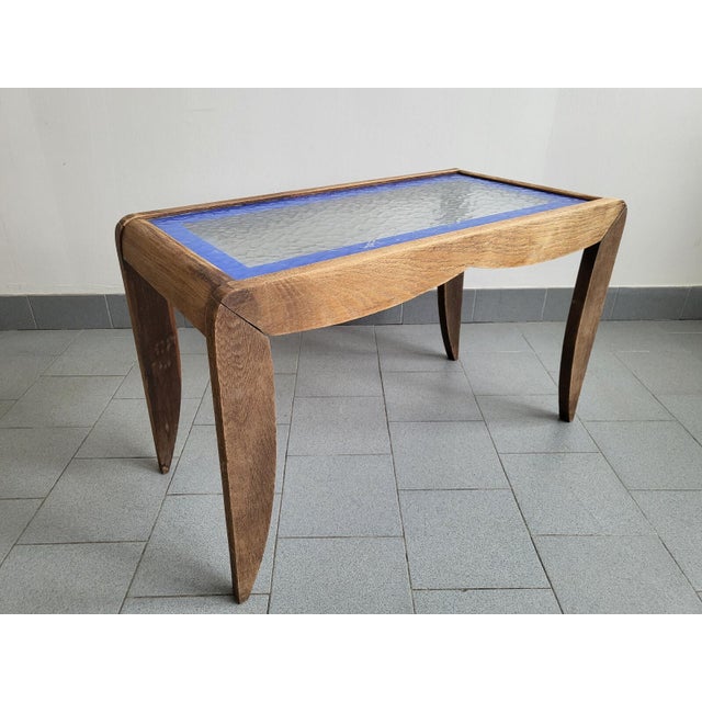 Vintage Beech and Cathedral Glass Coffee or Side Table, 1940s-1950s For Sale - Image 11 of 13