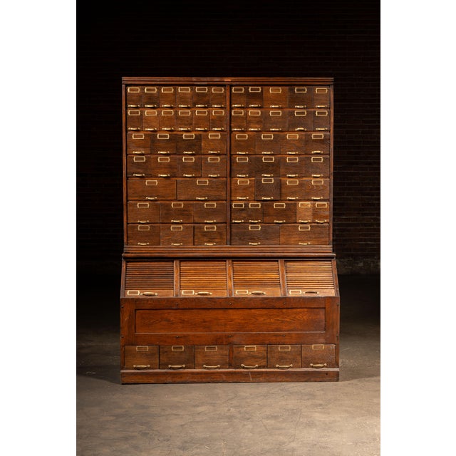 American Early 20th Century Oak Parts Cabinet by W. C. Heller For Sale - Image 3 of 16