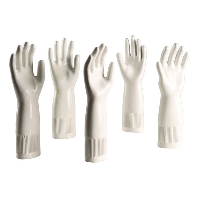Porcelain Lungavilla Glove Molds from Pirelli, Set of 5 For Sale