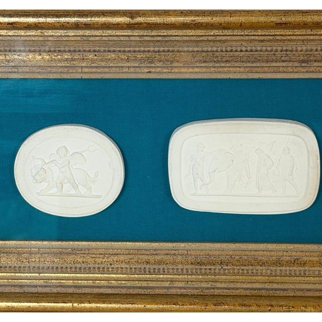Framed Group of Seven Italian Grand Tour Cast Plaster Intaglios, 19th Century For Sale - Image 10 of 18