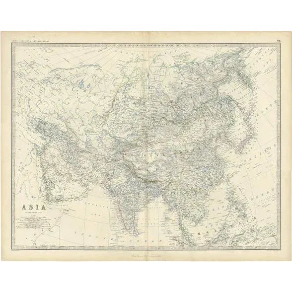 Beige Antique Map of Asia by K. Johnston, 1879 For Sale - Image 8 of 8