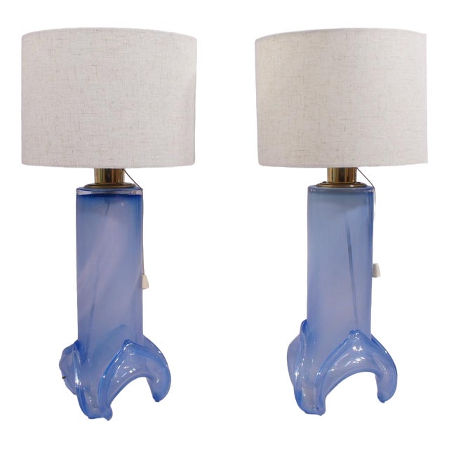 Vintage Table Lamps in Glass by Hannelore Druetler for Ateljé Lyktan, 1980s, Set of 2 For Sale