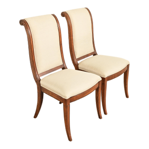Henredon French Regency Louis XVI Carved Oak Side Chairs or Dining Chairs, Pair