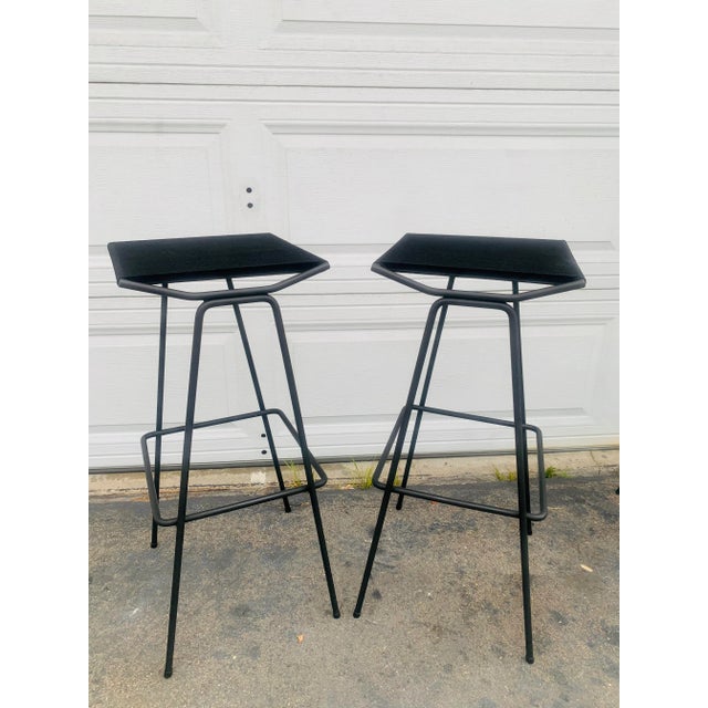 Contemporary Allan Gould Rope Bar STOOLS-pair For Sale - Image 3 of 7