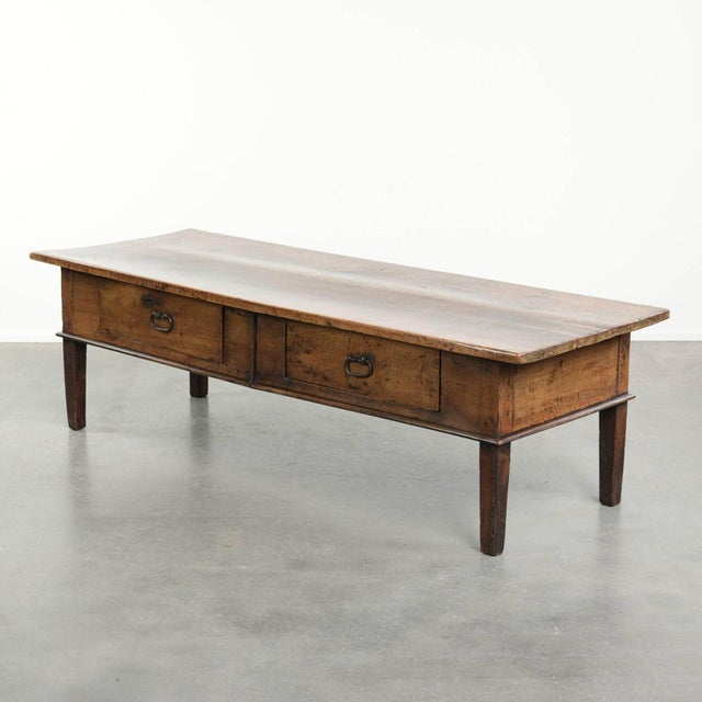 Antique Southern European Rectangular Walnut Coffee Table with Two Drawers For Sale - Image 17 of 17