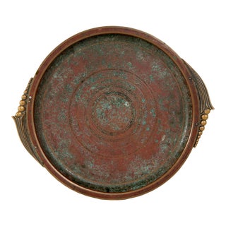 1930s Art Deco Verdigris Bronze Serving Tray by Carl Sorensen For Sale