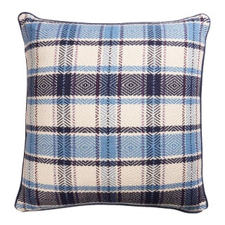 Schumacher Heidi Plaid 20" Pillow In Indigo For Sale