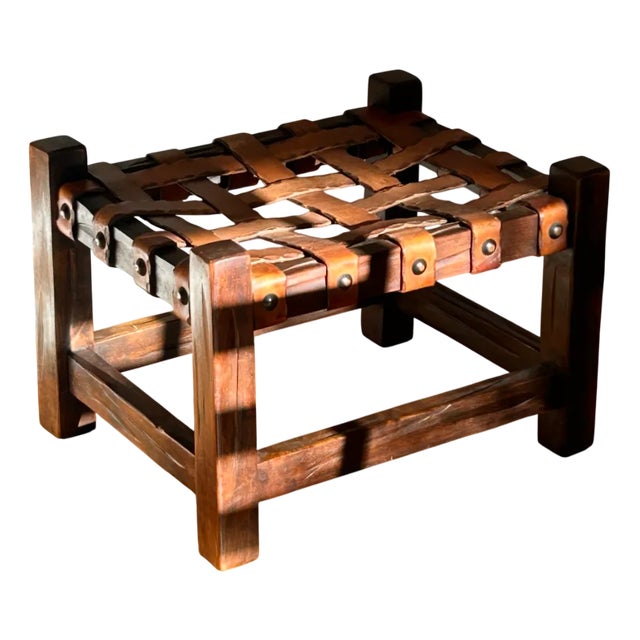 Brazilian Teak & Acacia Brutalist Ottoman in the style of Rodrigues & Percival Lafer, 1970s For Sale