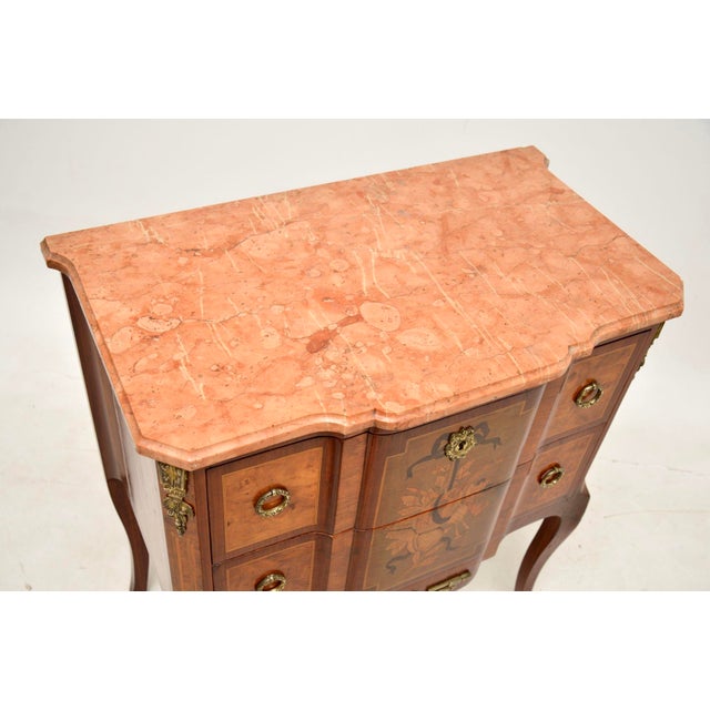 Late 19th Century Antique French Marble Top Inlaid Commode, 1890 For Sale - Image 5 of 13