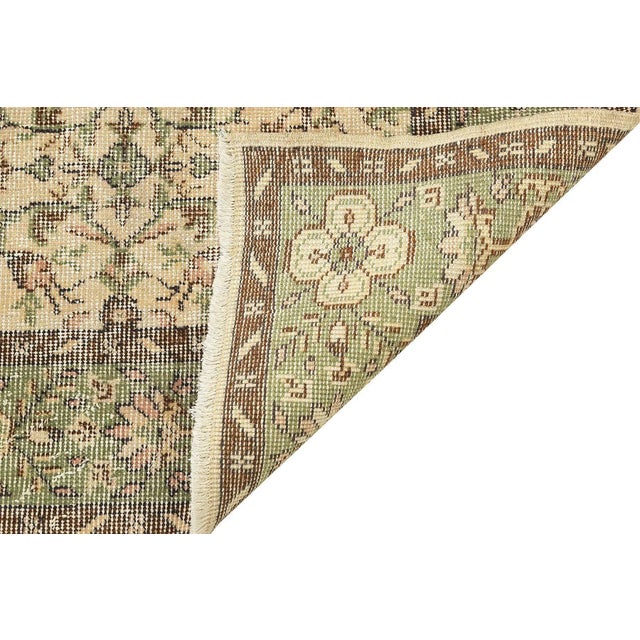 Mid 20th Century Mid 20th Century Floral Vintage Turkish Oushak Rug For Sale - Image 5 of 7