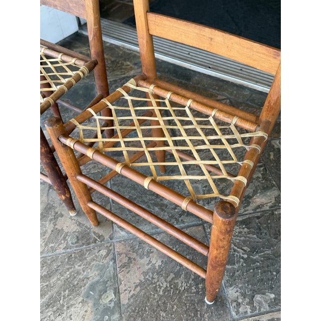 19th Century Antique Ladderback + Rawhide Seat Side Chairs, Set of 2 For Sale - Image 12 of 12
