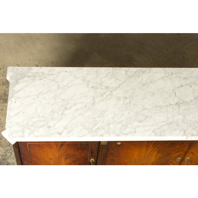 Mid 20th Century Mid 20th Century French Louis XVI Style Mahogany Sideboard Buffet With Carrara Marble Top For Sale - Image 5 of 18