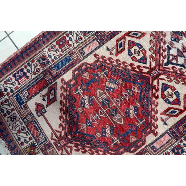 Ivory 1920s, Handmade Antique Persian Serab Runner 3.3' X 10.6' For Sale - Image 8 of 11